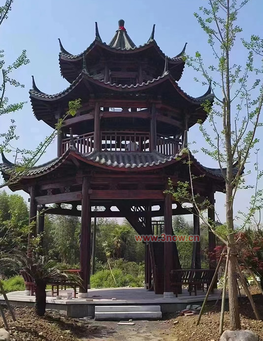 三层古建凉亭图片
