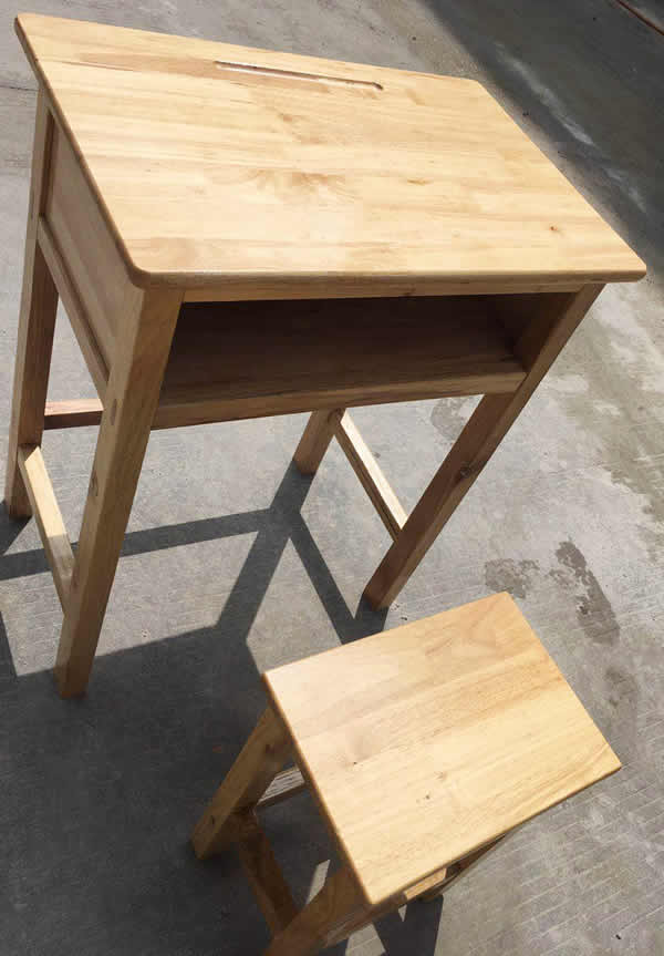 单人实木课桌椅